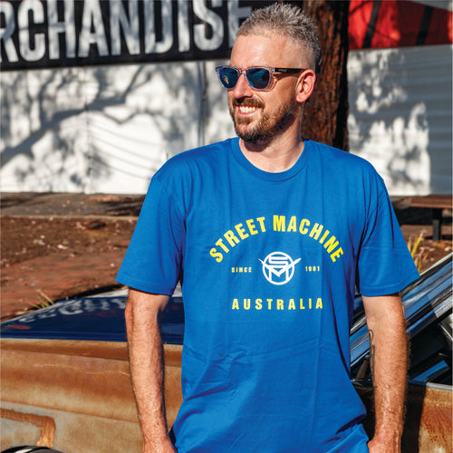 Men's Street Machine Badge t-shirt, blue